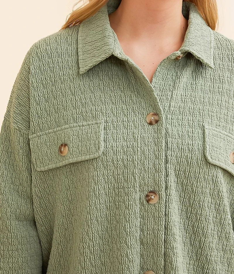 Textured Knit Boyfriend Shirt
