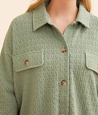 Textured Knit Boyfriend Shirt