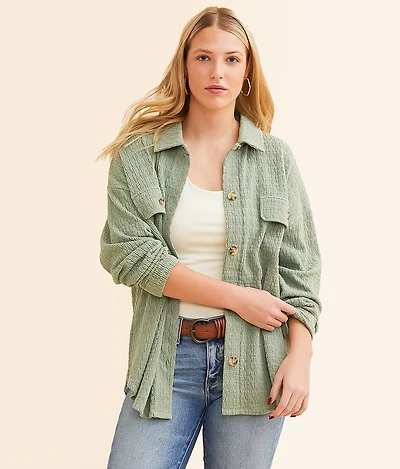 Textured Knit Boyfriend Shirt
