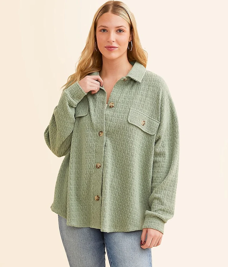 Textured Knit Boyfriend Shirt
