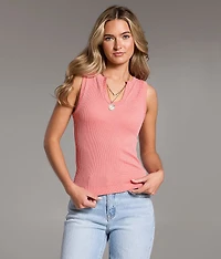 Textured Notch Neck Tank Top