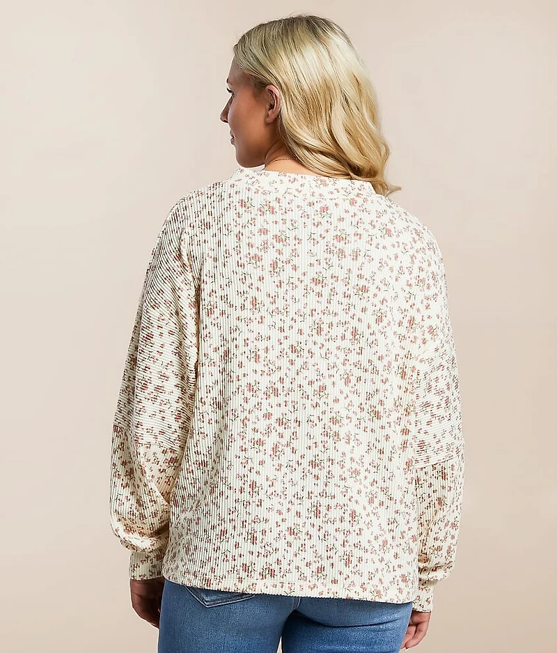 Ribbed Floral Cardigan