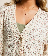 Ribbed Floral Cardigan