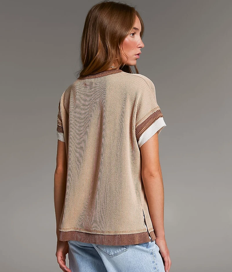 Raw Edge Ribbed Top