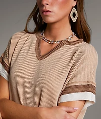Raw Edge Ribbed Top