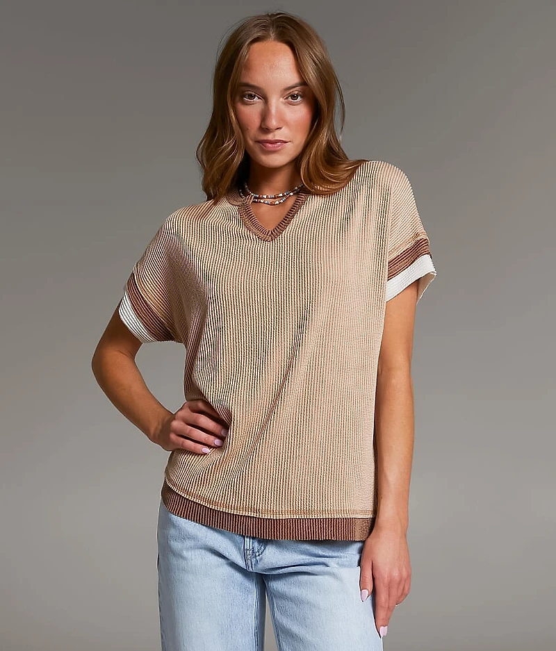 Raw Edge Ribbed Top