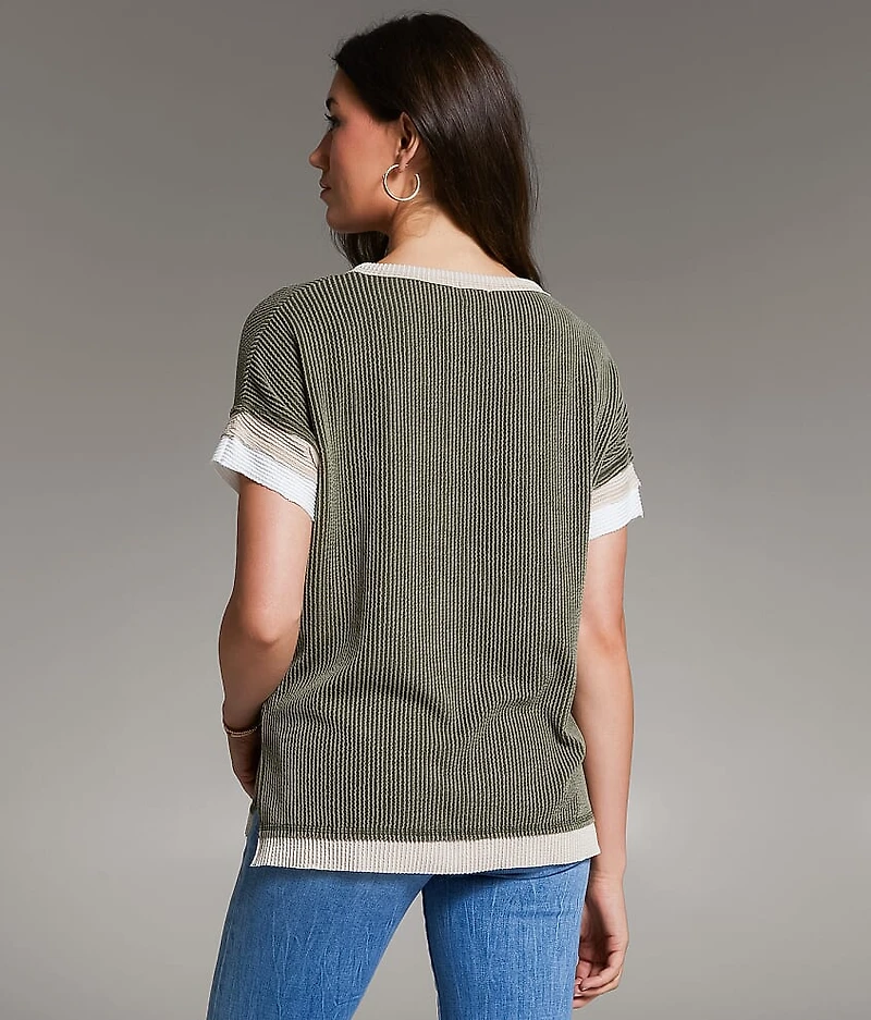 Raw Edge Ribbed Top