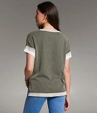 Raw Edge Ribbed Top
