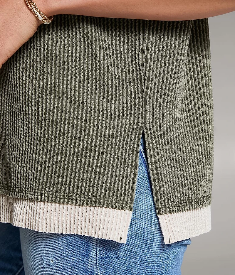 Raw Edge Ribbed Top