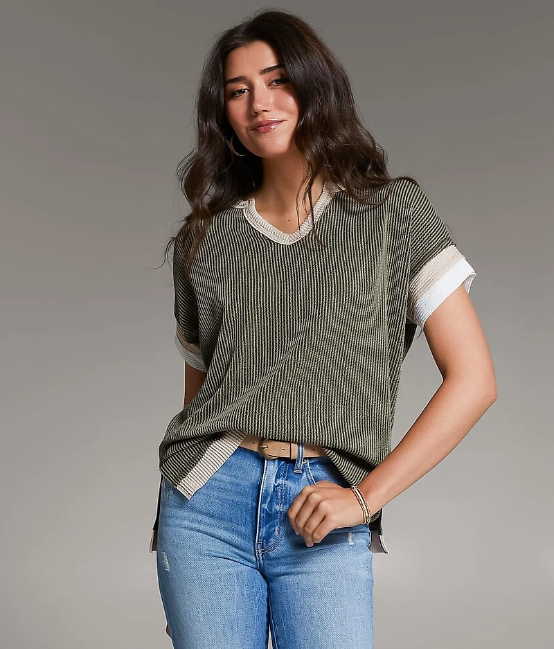 Raw Edge Ribbed Top