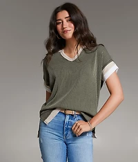 Raw Edge Ribbed Top
