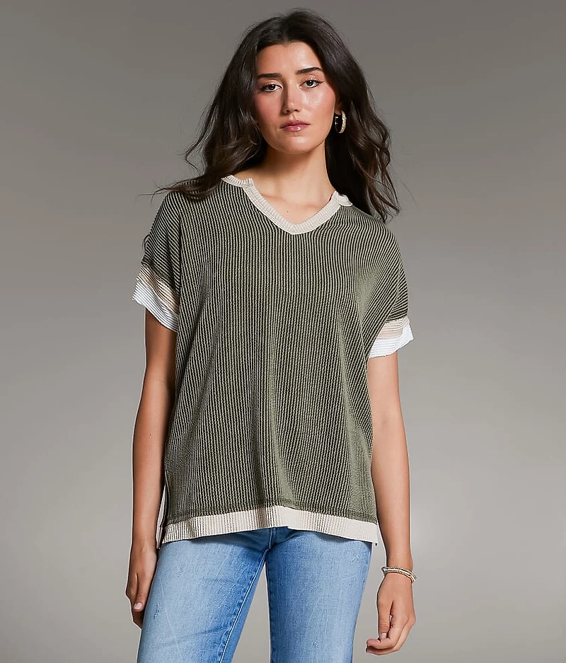Raw Edge Ribbed Top