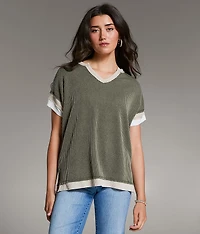 Raw Edge Ribbed Top