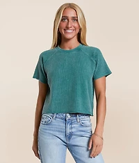 Waffle Knit Cropped T-Shirt