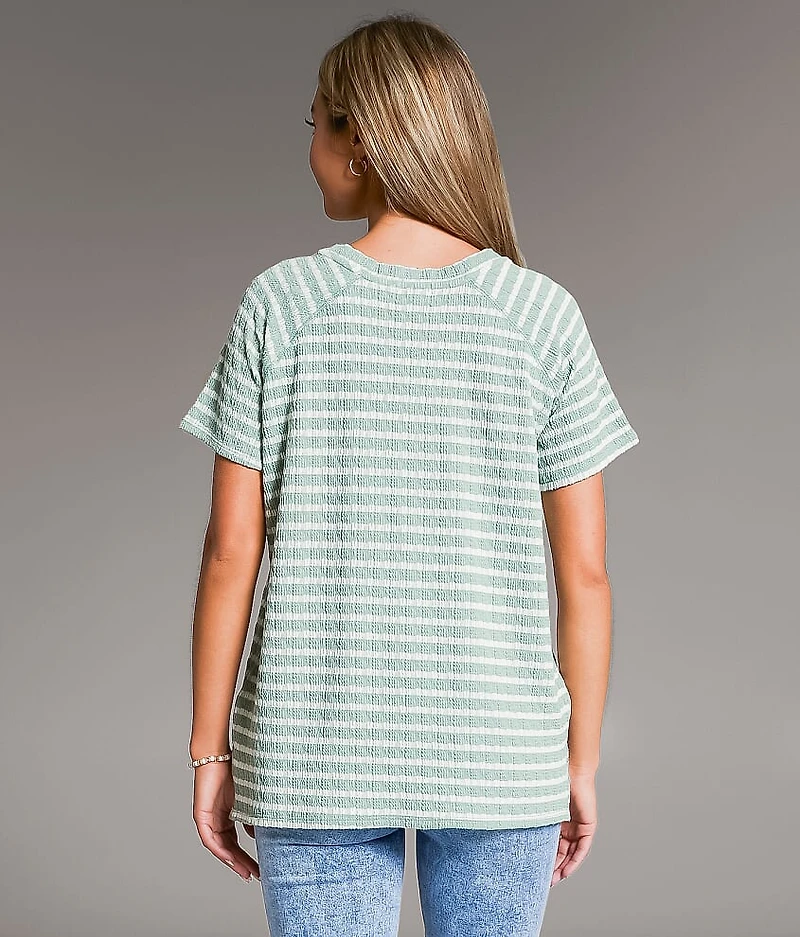 Raw Edge Striped Top