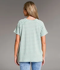 Raw Edge Striped Top