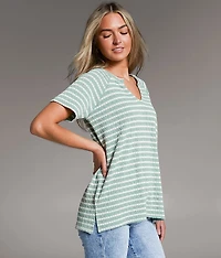 Raw Edge Striped Top