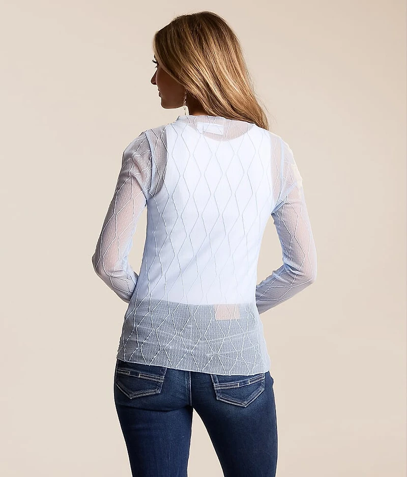 Embroidered Mesh Top