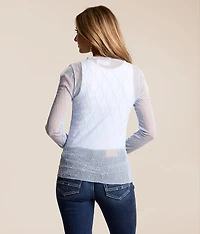 Embroidered Mesh Top