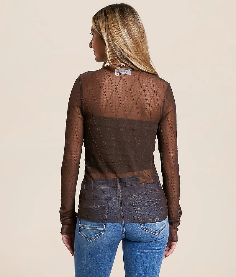 Embroidered Mesh Top