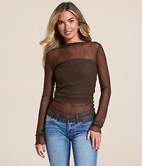 Embroidered Mesh Top