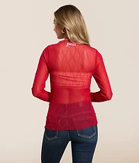 Embroidered Mesh Top