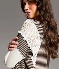 Crochet Inset Oversized Top