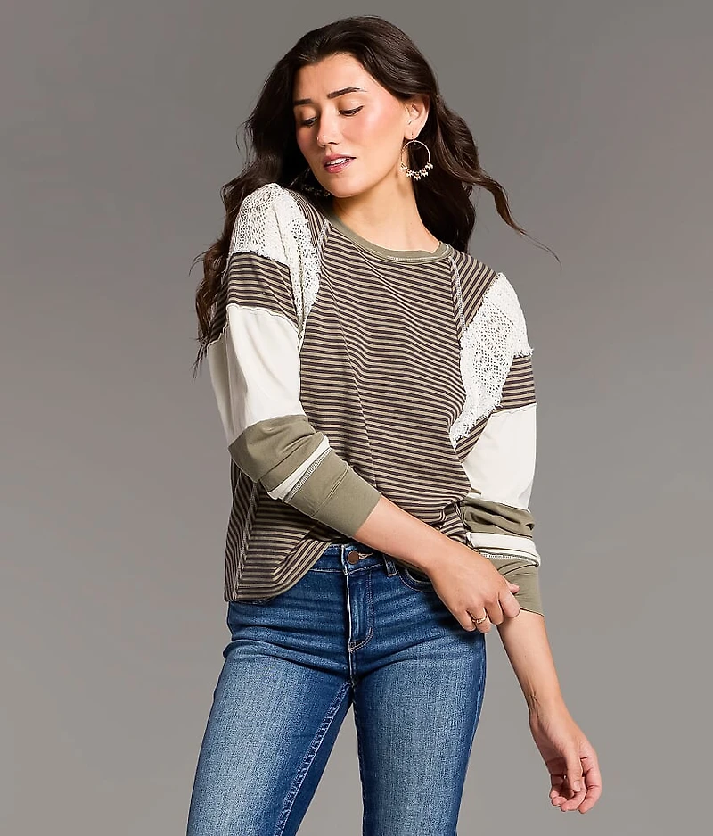 Crochet Inset Oversized Top