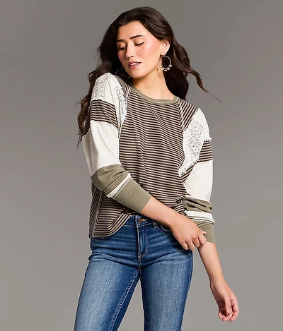 Crochet Inset Oversized Top