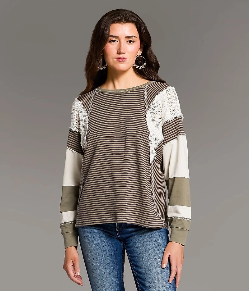 Crochet Inset Oversized Top