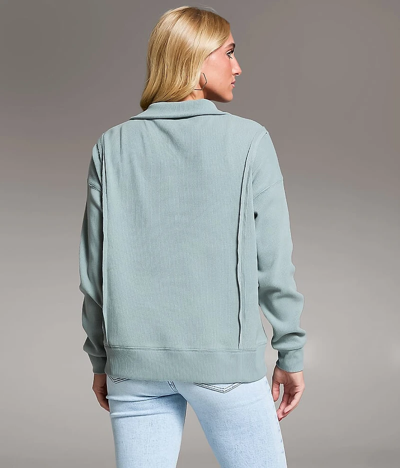Raw Edge Henley Pullover