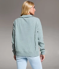 Raw Edge Henley Pullover