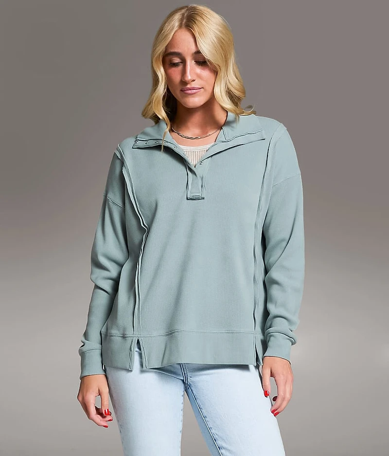 Raw Edge Henley Pullover