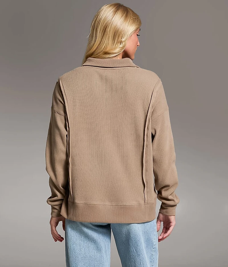 Raw Edge Henley Pullover