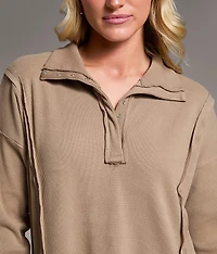 Raw Edge Henley Pullover