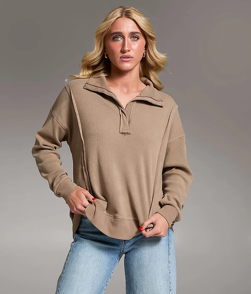 Raw Edge Henley Pullover