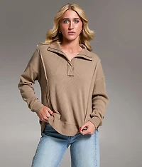 Raw Edge Henley Pullover