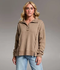 Raw Edge Henley Pullover