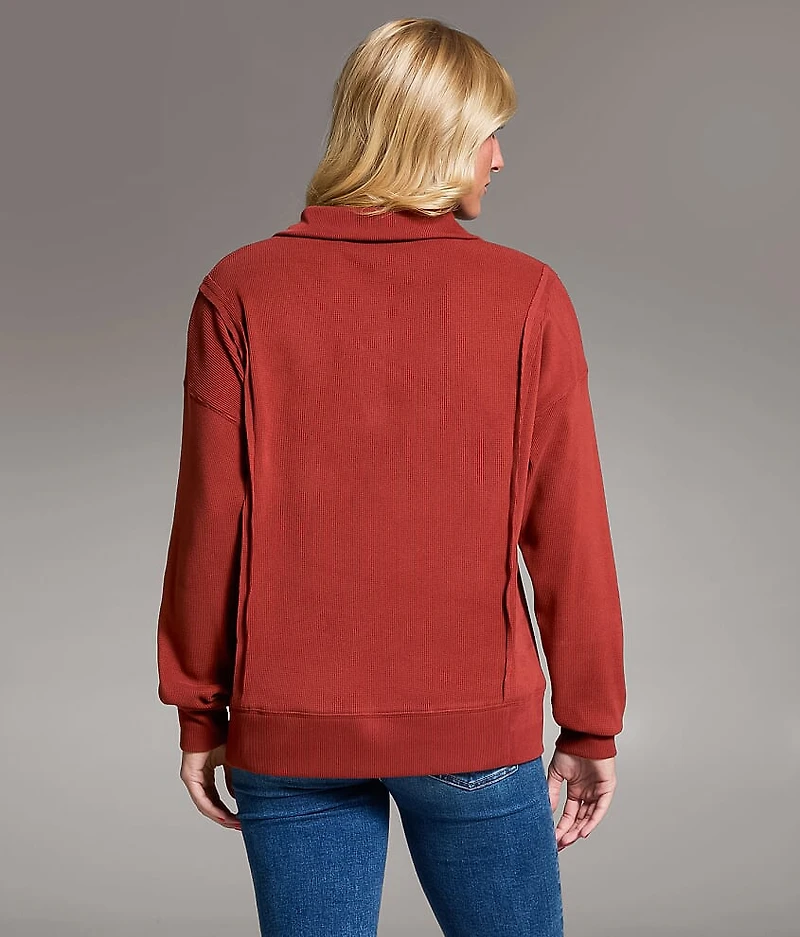 Raw Edge Henley Pullover