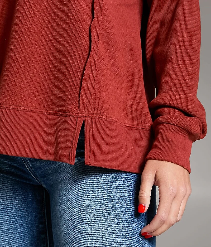 Raw Edge Henley Pullover