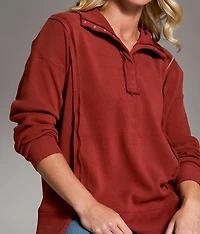 Raw Edge Henley Pullover