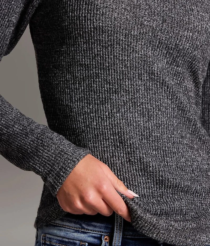 Marled Waffle Knit Top