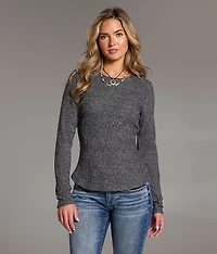 Marled Waffle Knit Top
