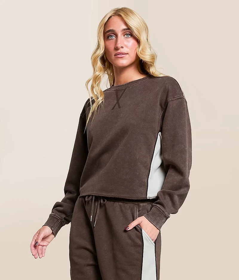 Washed Color Block Pullover