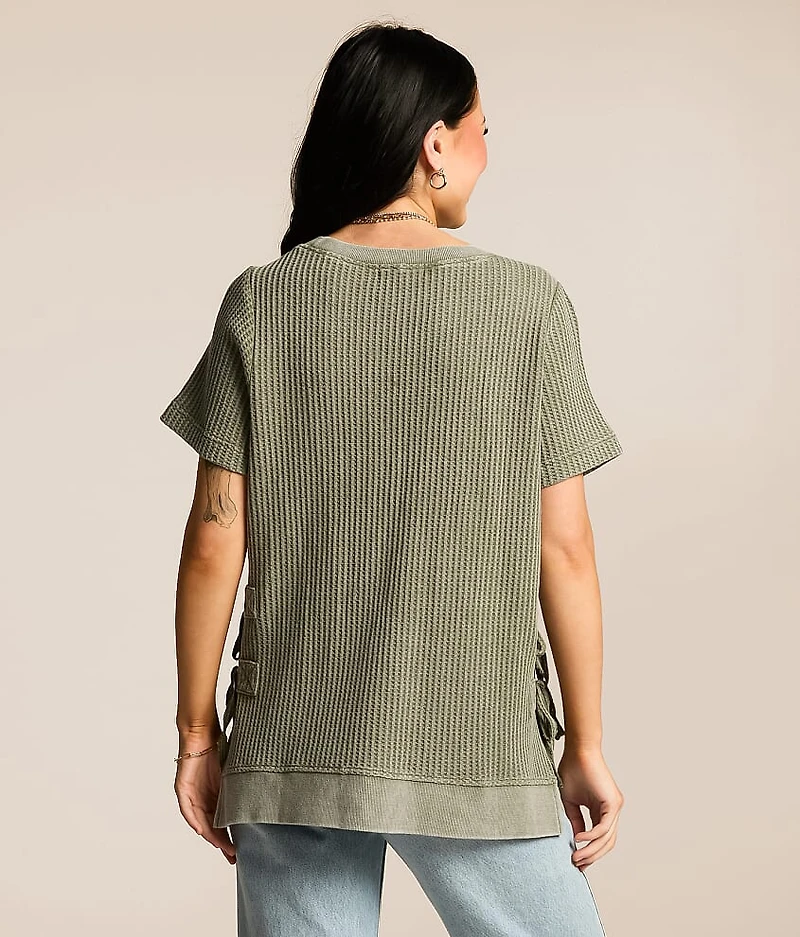 Washed Waffle Knit Top