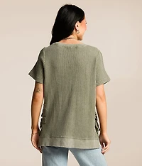 Washed Waffle Knit Top