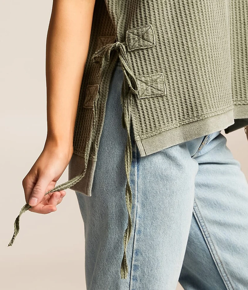 Washed Waffle Knit Top