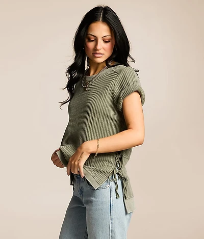 Washed Waffle Knit Top