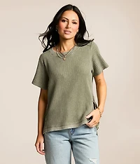 Washed Waffle Knit Top
