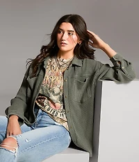 Waffle Knit Boyfriend Shirt